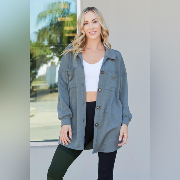 Comfy Button Up Shirt Shacket - Picture 4 of 5